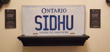 Load image into Gallery viewer, SIDHU : Custom Car Plate Ontario For Novelty Souvenir Gift Display Special Occasions Mancave Garage Office Windshield