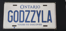 Load image into Gallery viewer, GODZZYLA : Custom Car Plate Ontario For Novelty Souvenir Gift Display Special Occasions Mancave Garage Office Windshield