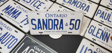 Load image into Gallery viewer, *SANDRA 50* : Personalized Name Plate: Souvenir/Gift Plate in Car Size