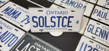 Load image into Gallery viewer, Custom Ontario White Car License Plate: SOLSTCE