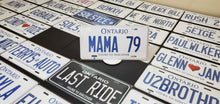 Load image into Gallery viewer, Custom Ontario White Car License Plate: MAMA 79