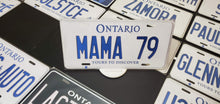 Load image into Gallery viewer, Custom Ontario White Car License Plate: MAMA 79