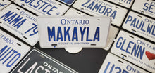 Load image into Gallery viewer, Custom Ontario White Car License Plate: Makayla