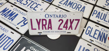Load image into Gallery viewer, Custom Ontario White Car License Plate with Colored Font: LYRA 24X7