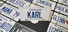 Load image into Gallery viewer, Custom Ontario White Car License Plate: Karl