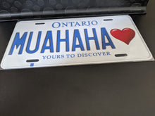 Load image into Gallery viewer, MUAHAHA <3 : Custom Car Ontario For Off Road License Plate Souvenir Personalized Gift Display