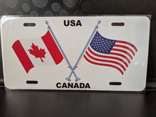 Load image into Gallery viewer, Canada-USA Dual Flag with Poles : Custom Car Usa/CanadaFor Off Road License Plate Souvenir Personalized Gift Display