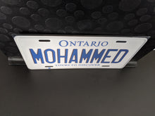 Load image into Gallery viewer, MOHAMMED : Custom Car Ontario For Off Road License Plate Souvenir Personalized Gift Display