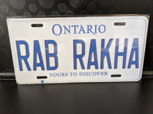 Load image into Gallery viewer, RAB RAKHA : Custom Car Ontario For Off Road License Plate Souvenir Personalized Gift Display