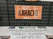 Load image into Gallery viewer, KARACHI : Custom Car Ontario For Off Road License Plate Souvenir Personalized Gift Display
