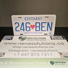 Load image into Gallery viewer, Ontario Heart License Plate Personalized Custom Text Aluminum Name Plate Display Gift
