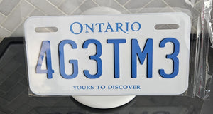 4G3TM3 : Custom Bike Plate Ontario For Novelty Souvenir Gift Display Special Occasions Mancave Garage Office Windshield
