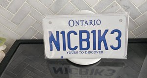 N1CB1IK3 : Custom Bike Plate Ontario For Novelty Souvenir Gift Display Special Occasions Mancave Garage Office Windshield