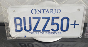 BUZZ50+ : Custom Bike Plate Ontario For Novelty Souvenir Gift Display Special Occasions Mancave Garage Office Windshield