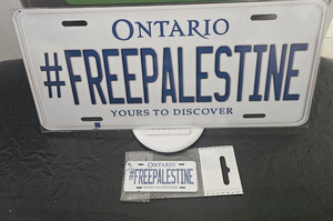 FREEPALESTINE : Custom Car with Keychain Plate Ontario For Novelty Souvenir Gift Display Special Occasions Mancave Garage Office Windshield