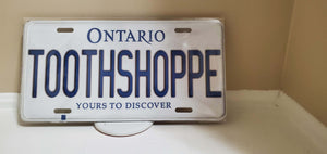 *TOOTHSHOPPE*  Customized Ontario Car Plate Size Novelty/Souvenir/Gift Plate