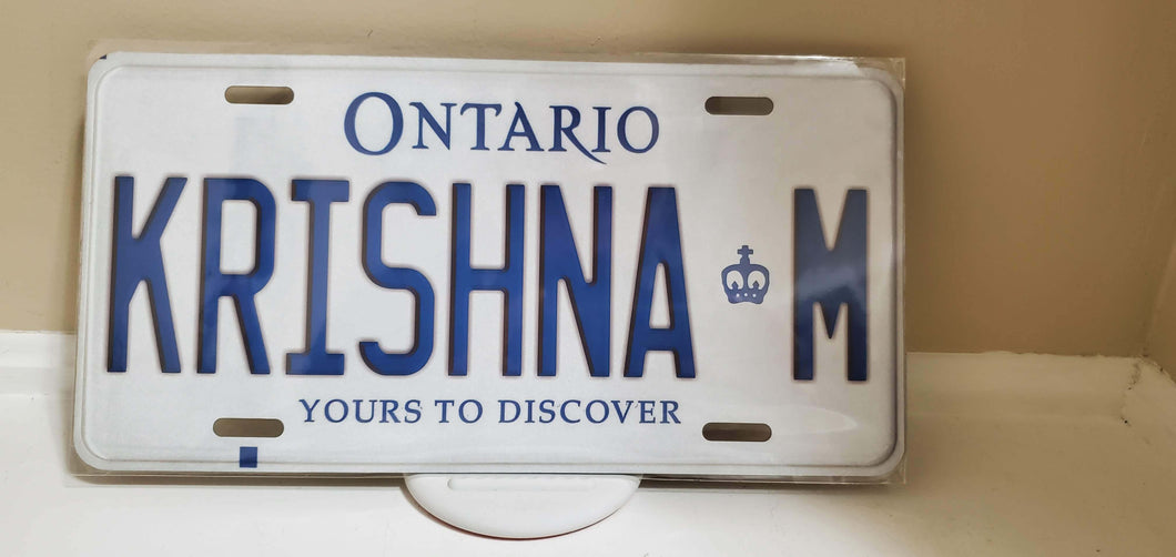 *KRISHNA M* Customized Ontario Car Plate Size Novelty/Souvenir/Gift Plate