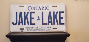 *JAKE LAKE* :Your Boat-Styled Message: Customized Ontario Car Style Souvenir/Gift Plates