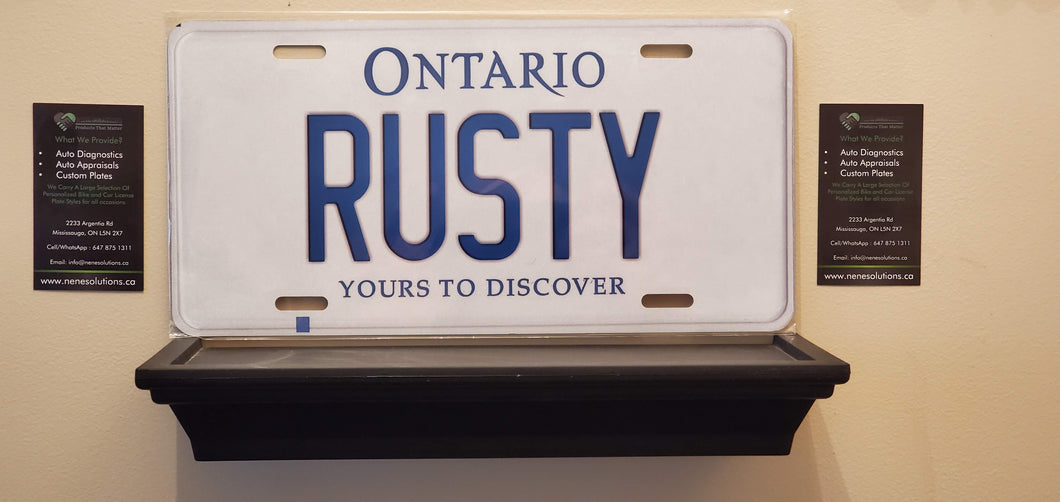 RUSTY : Custom Car Ontario For Off Road License Plate Souvenir Personalized Gift Display