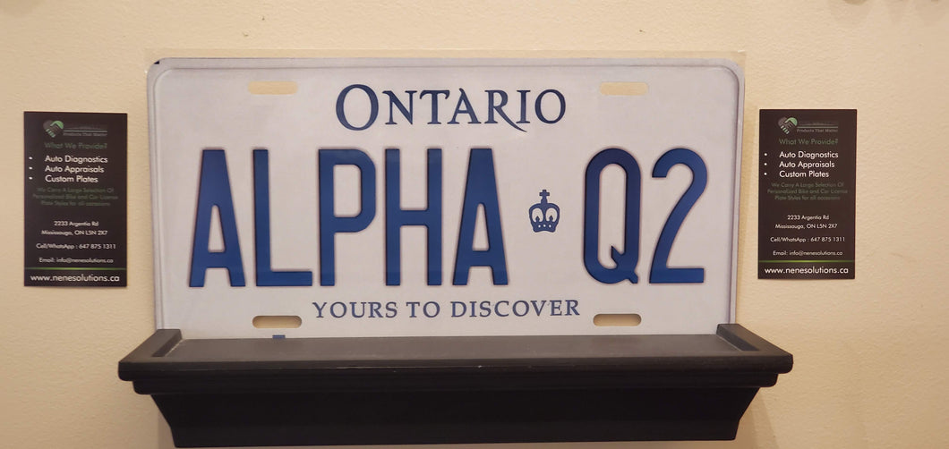 ALPHA Q2 : Custom Car Ontario For Off Road License Plate Souvenir Personalized Gift Display