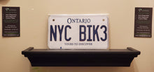 Load image into Gallery viewer, NYC BIK3 : Custom Bike Plate Ontario For Novelty Souvenir Gift Display Special Occasions Mancave Garage Office Windshield
