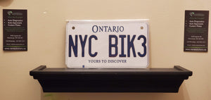 NYC BIK3 : Custom Bike Plate Ontario For Novelty Souvenir Gift Display Special Occasions Mancave Garage Office Windshield