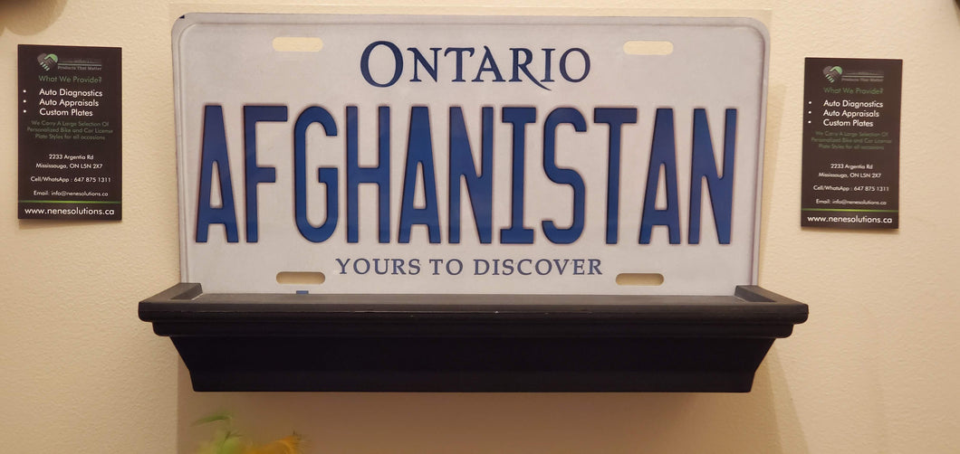AFGHANISTAN : Custom Car Ontario For Off Road License Plate Souvenir Personalized Gift Display