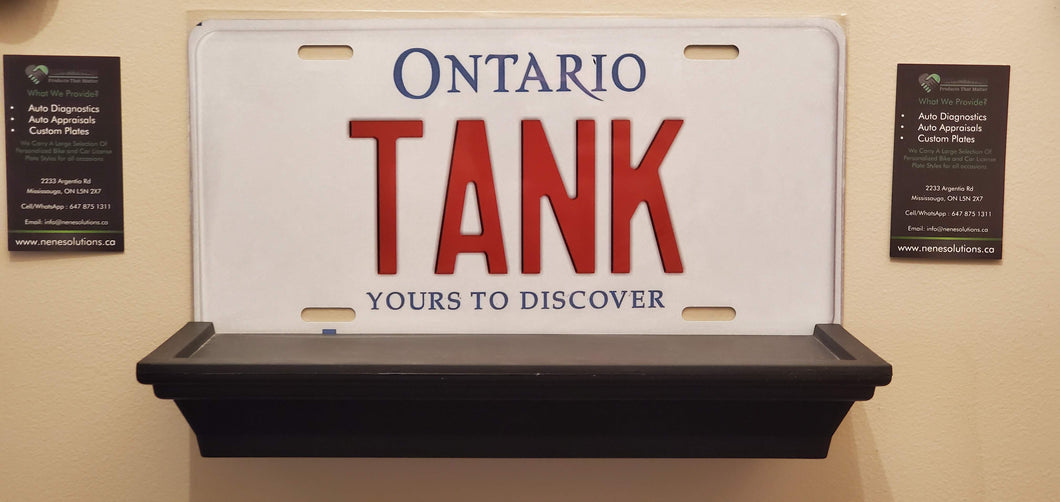 TANK : Custom Car Ontario For Off Road License Plate Souvenir Personalized Gift Display
