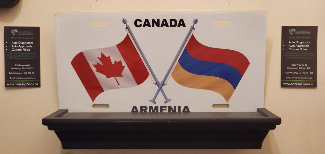 CANADA-ARMENIA FLAG : Custom Car Plate CANADA/ARMENIA For Novelty Souvenir Gift Display Special Occasions Mancave Garage Office Windshield