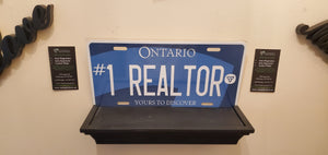 #1 REALTOR  : Custom Car Plate Ontario For Novelty Souvenir Gift Display Special Occasions Mancave Garage Office Windshield