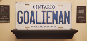 *GOALIEMAN* : Personalized Name Plate:  Souvenir/Gift Plate in Car Size