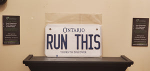 RUN THIS :  Custom Bike Plate Ontario For Novelty Souvenir Gift Display Special Occasions Mancave Garage Office Windshield