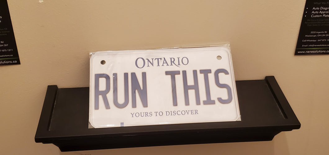 RUN THIS :  Custom Bike Plate Ontario For Novelty Souvenir Gift Display Special Occasions Mancave Garage Office Windshield