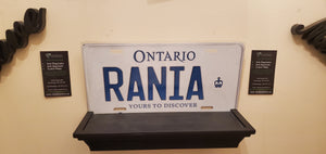 *RANIA* : Personalized Name Plate:  Souvenir/Gift Plate in Car Size