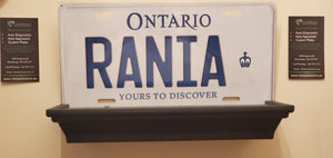 *RANIA* : Personalized Name Plate:  Souvenir/Gift Plate in Car Size