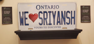*WE<3SRIYANSH * : Personalized Name Plate:  Souvenir/Gift Plate in Car Size