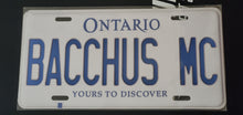 Load image into Gallery viewer, BACCHUS MC  : Custom Car Ontario For Off Road License Plate Souvenir Personalized Gift Display
