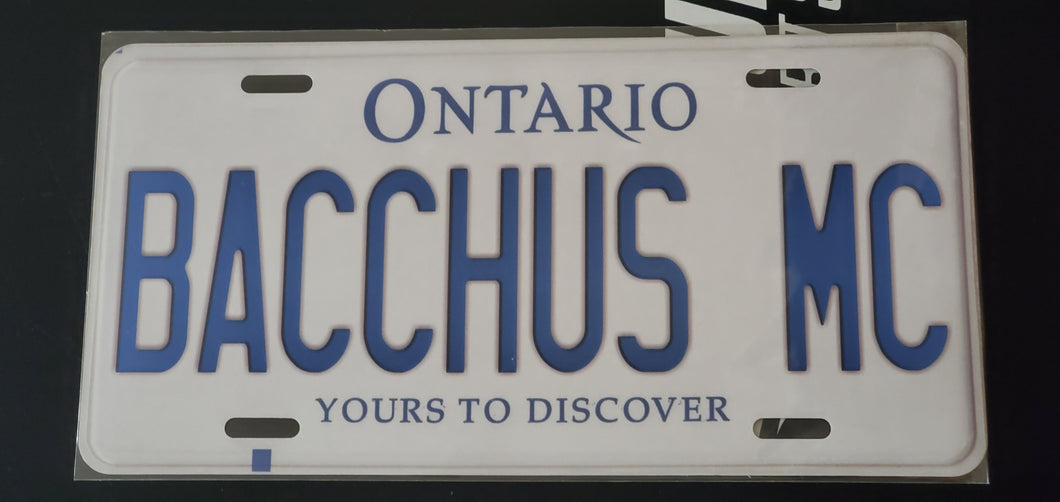 BACCHUS MC  : Custom Car Ontario For Off Road License Plate Souvenir Personalized Gift Display