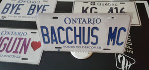 BACCHUS MC  : Custom Car Ontario For Off Road License Plate Souvenir Personalized Gift Display