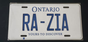 RA-ZIA  : Custom Car Ontario For Off Road License Plate Souvenir Personalized Gift Display