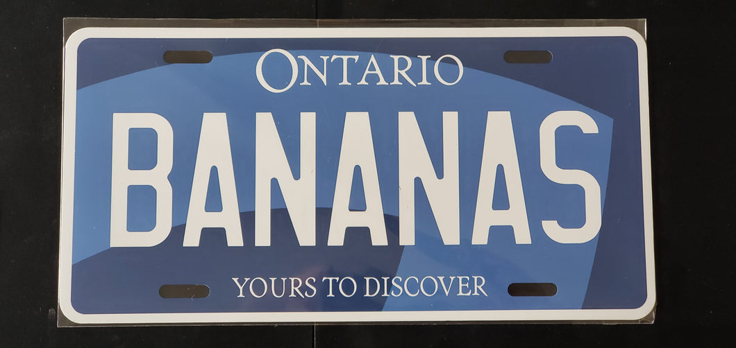 BANANAS  : Custom Car Ontario For Off Road License Plate Souvenir Personalized Gift Display