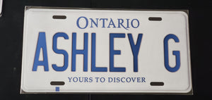 *ASHLEY G*  : Personalized Style Souvenir/Gift Plate in Car Size