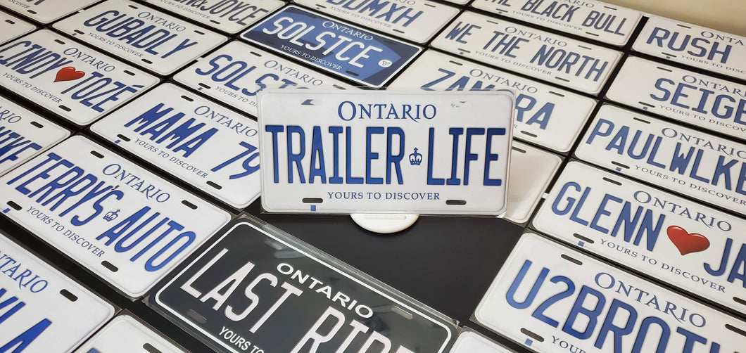 Trailer Life : Custom Car Plate Ontario For Novelty Souvenir Gift Display Special Occasions Mancave Garage Office Windshield