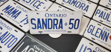 Load image into Gallery viewer, *SANDRA 50* : Personalized Name Plate:  Souvenir/Gift Plate in Car Size
