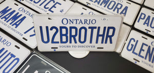 Custom Car License Plate: u2brothr