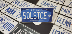 Custom Ontario Blue Car License Plate: SOLSTCE
