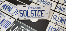 Load image into Gallery viewer, Custom Ontario White Car License Plate: SOLSTCE
