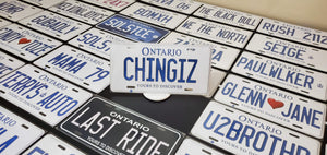 Custom Ontario White Car License Plate:Chingiz