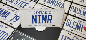 Custom Ontario White Car License Plate: Nimr