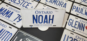 Custom Ontario White Car License Plate: Noah